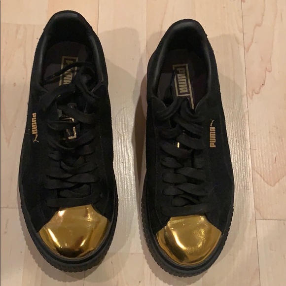 puma suede platform gold